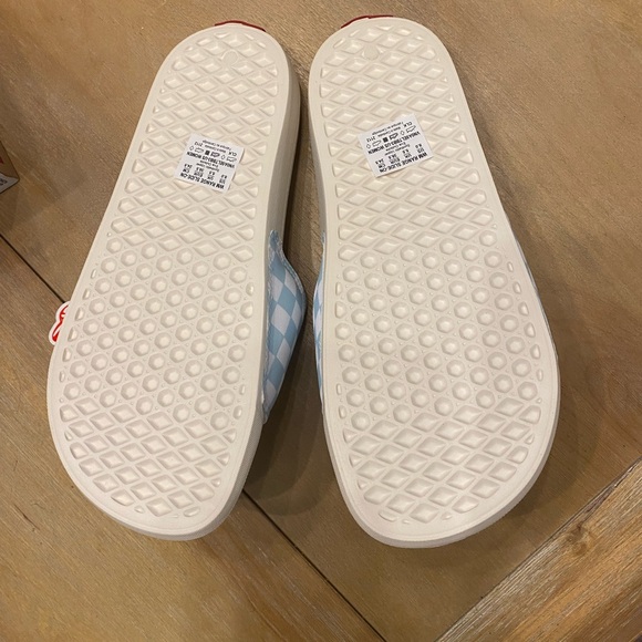 Vans Kids Checkerboard Slide Sandals - Light Blue & White - Picture 2 of 3